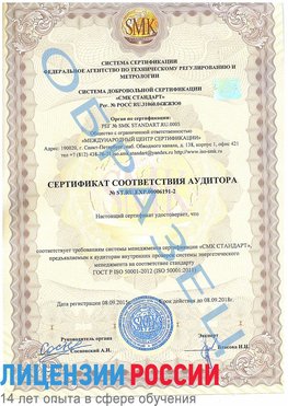 Образец сертификата соответствия аудитора №ST.RU.EXP.00006191-2 Калязин Сертификат ISO 50001